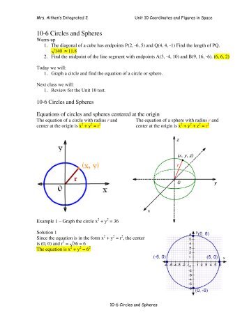10-6 Circles and Spheres notes