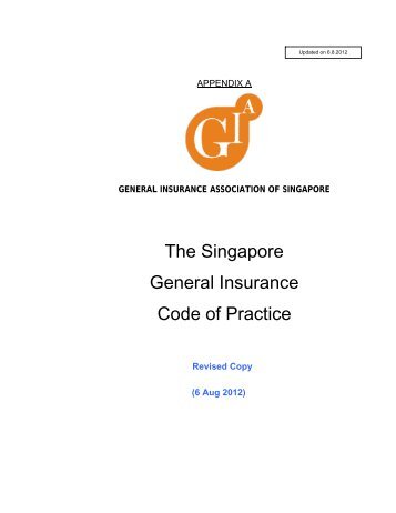 Appendix A - General Insurance Association Of Singapore