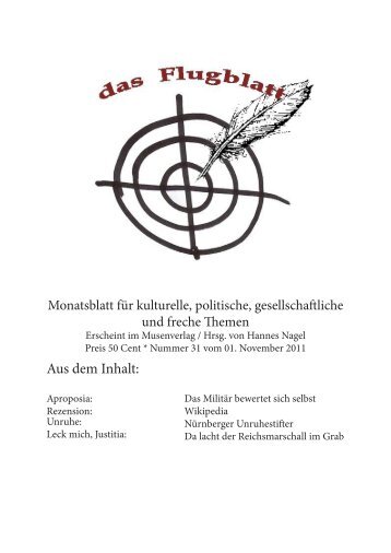 Aus dem Inhalt: - Redaktion "Das Flugblatt" & Musenverlag