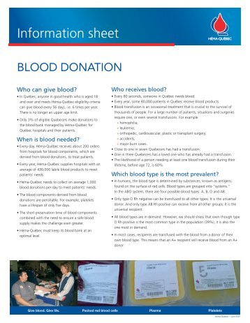 Blood donation Fact Sheet - HÃ©ma-QuÃ©bec