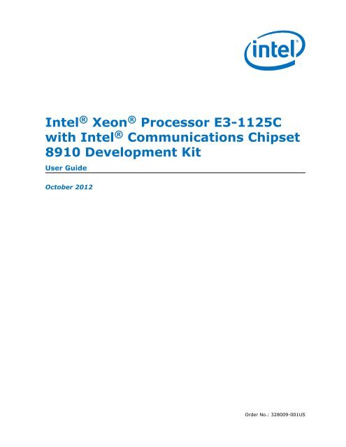 Development Kit User Guide: IntelÂ® XeonÂ® Processor E3-1125C ...