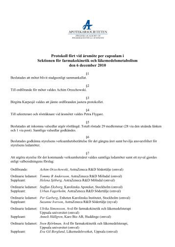 Protokoll fÃ¶rt vid Ã¥rsmÃ¶te per capsulam i Sektionen fÃ¶r ...