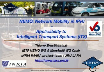 NEMO: Network Mobility in IPv6 - LaRA - La Route AutomatisÃ©e