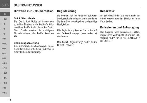 Bedienungsanleitung - mobilenavigation.mybecker.com - Harman ...