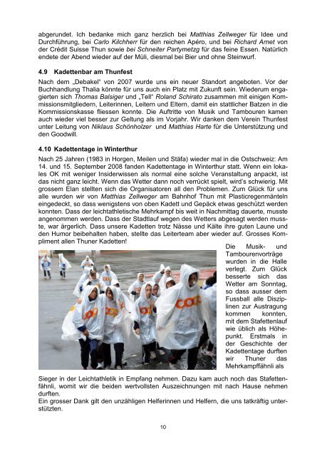 Jahresbericht 2008 - bei den Kadetten Thun