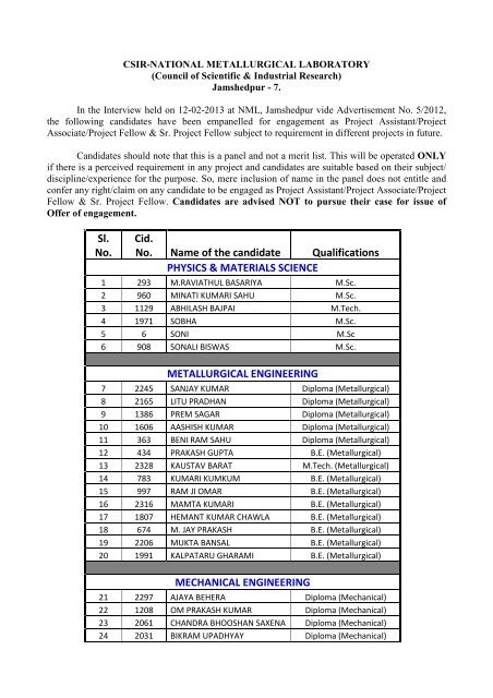 Result _Advt_ 5-2012_[1].pdf - National Metallurgical Laboratory