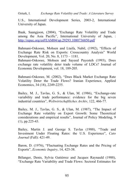 EXCHANGE RATE VOLATILITY AND TRADE: A LITERATURE ...