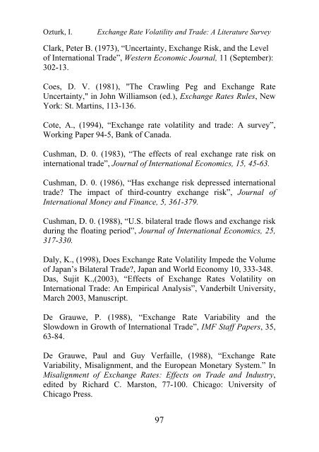 EXCHANGE RATE VOLATILITY AND TRADE: A LITERATURE ...