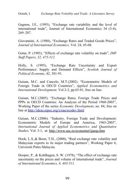 EXCHANGE RATE VOLATILITY AND TRADE: A LITERATURE ...