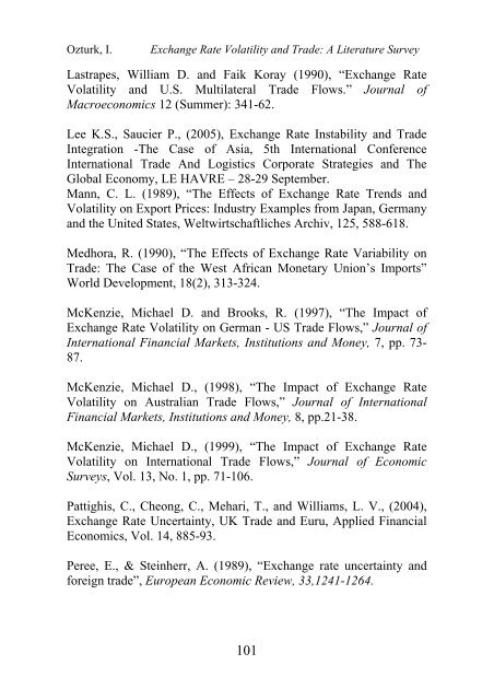 EXCHANGE RATE VOLATILITY AND TRADE: A LITERATURE ...