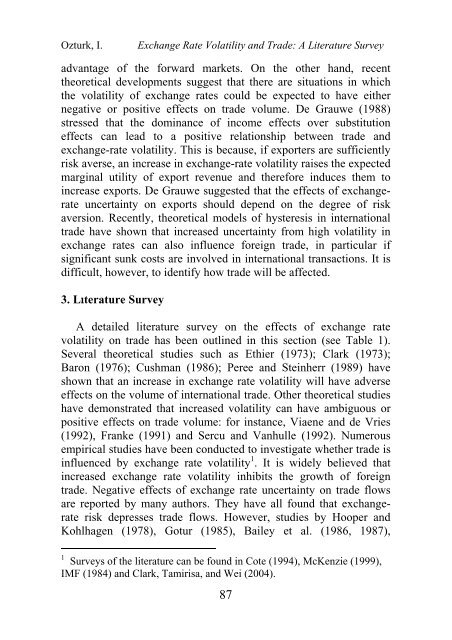 EXCHANGE RATE VOLATILITY AND TRADE: A LITERATURE ...