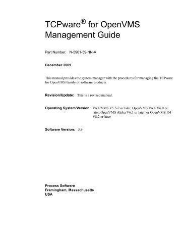 TCPware for OpenVMS Management Guide - Process Software