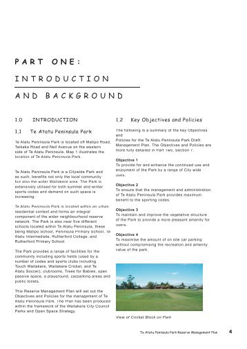 Te Atatu Peninsula Park Reserve Management ... - Auckland Council