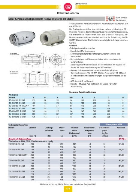 Verzeichnis: Ventilatoren - Felderer