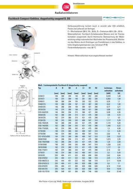 Verzeichnis: Ventilatoren - Felderer