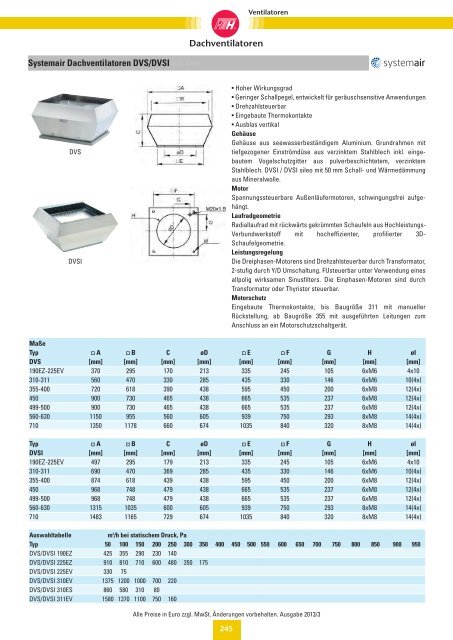 Verzeichnis: Ventilatoren - Felderer