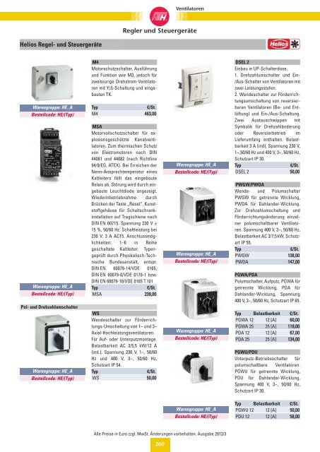 Verzeichnis: Ventilatoren - Felderer