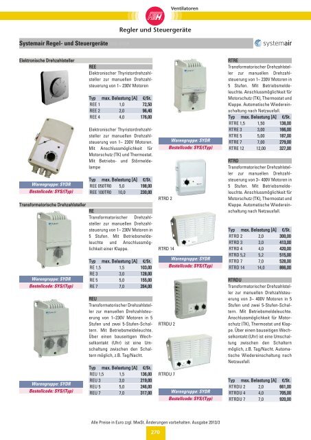 Verzeichnis: Ventilatoren - Felderer