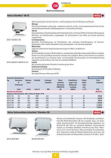 Verzeichnis: Ventilatoren - Felderer