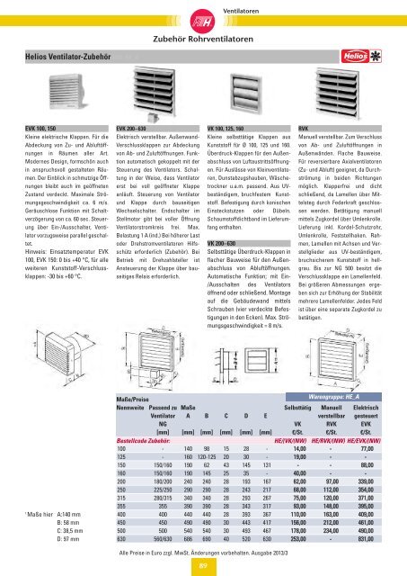 Verzeichnis: Ventilatoren - Felderer