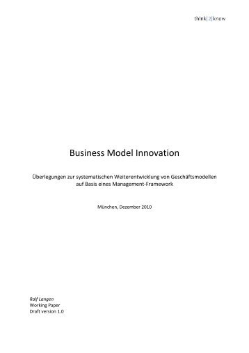 Business Model Innovation. Ãberlegungen zur ... - cc:langen