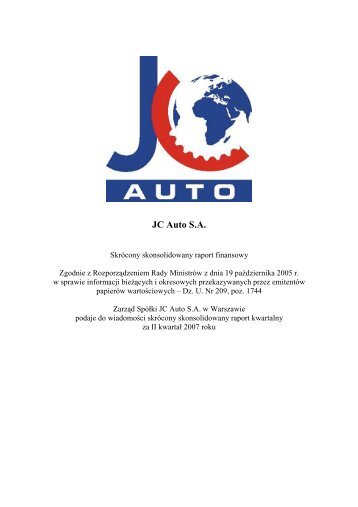 JC Auto S.A. - Inter Cars SA