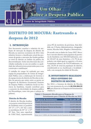 um olhar sobre a despesa pÃºblica - Distrito de Mocuba.pdf - CIP