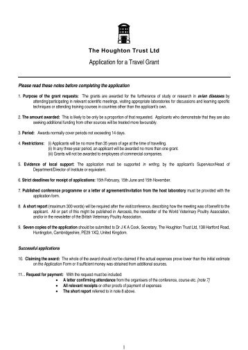 Application for a Travel Grant