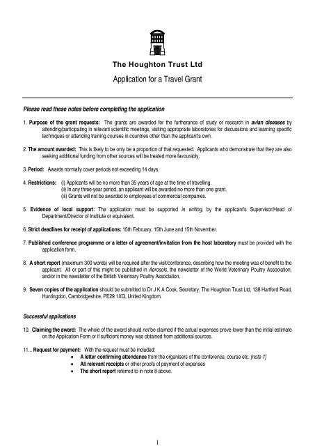 Application for a Travel Grant