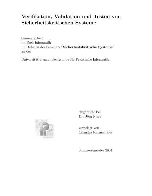 2. Verifikation, Validierung und Testen - Praktische Informatik ...