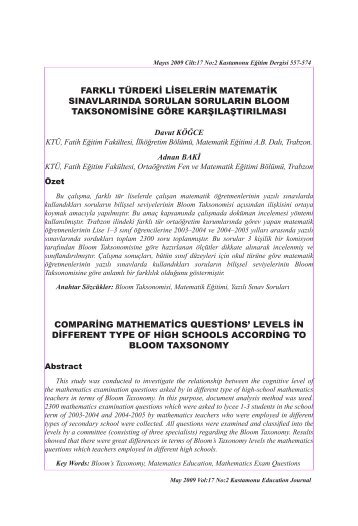 farklı türdeki liselerin matematik sınavlarında sorulan soruların ...