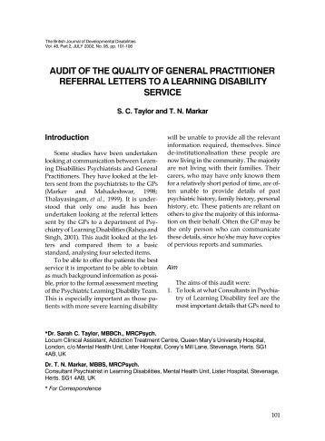 audit of the quality of general practitioner referral letters to a learning ...
