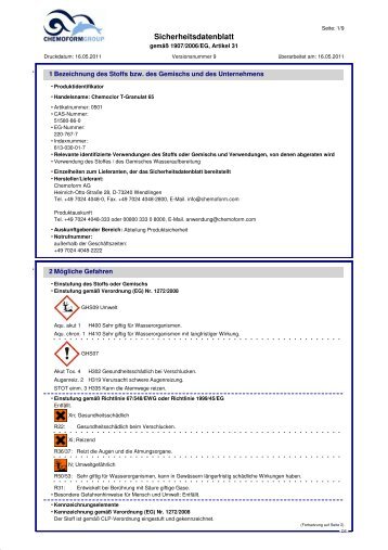 Sicherheitsdatenblatt - SANIT Reinigungsmittel und