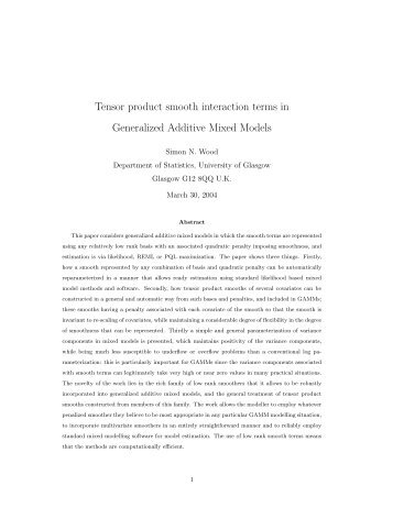 Tensor product smooth interaction terms in Generalized Additive ...