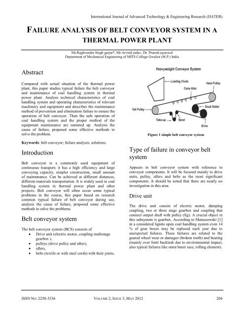 failure analysis of belt conveyor system in a thermal power plant - ijater