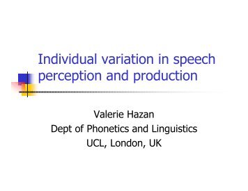 Individual variation in speech perception and production