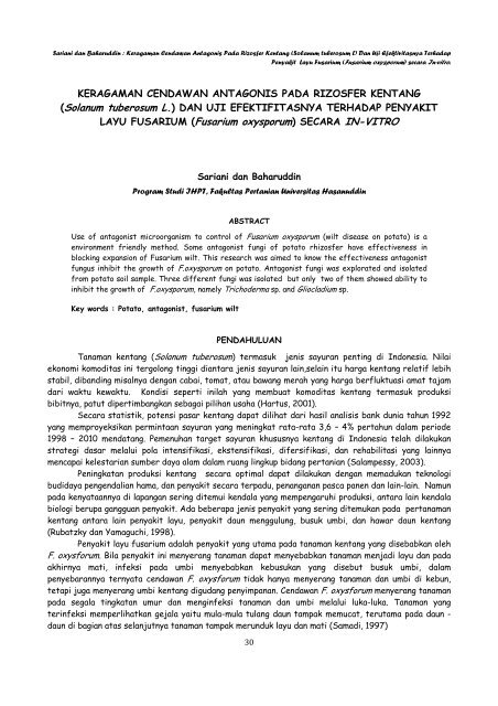 LAYU FUSARIUM (Fusarium oxysporum) SECARA IN-VITRO