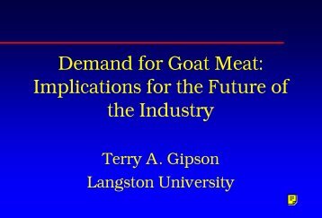 Demand for Goat Meat: Implications for the Future of the Industry