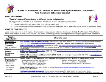 Respite Care for Children with Special Health ... - Whatcom County