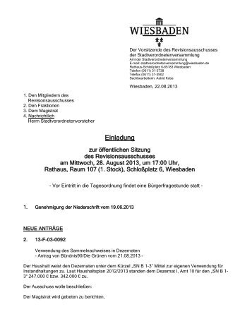 Einladung - LINKE&PIRATEN; Rathausfraktion Wiesbaden