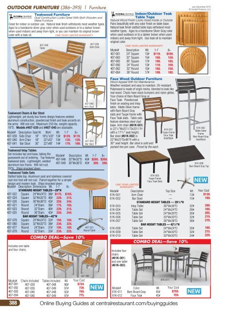 Outdoor Furniture - Central Restaurant Products