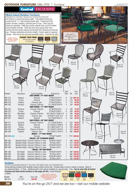 Outdoor Furniture - Central Restaurant Products