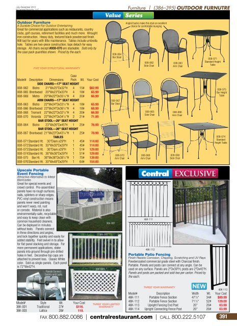 Outdoor Furniture - Central Restaurant Products