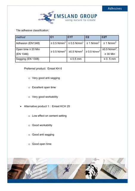 Dry Mortars Applications - Emsland Group