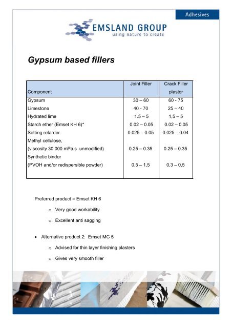 Dry Mortars Applications - Emsland Group