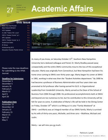Monthly Journal of the Vice President for Academic Affairs - SNHU ...