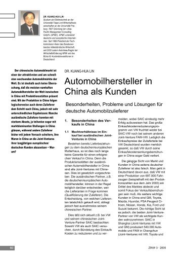 Automobilhersteller in China als Kunden - Asia-Pacific Management ...