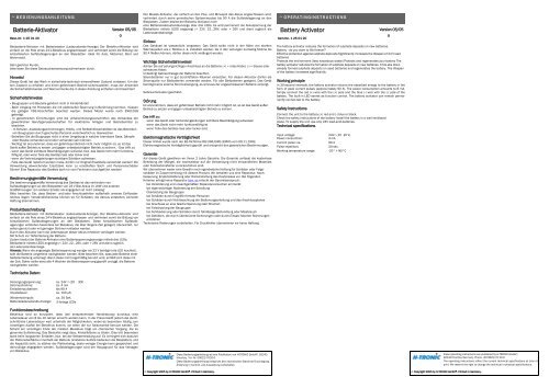 Batterie-Aktivator Battery Activator