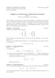 Aufgaben zur Elementaren Algebraischen Geometrie - Fachbereich ...