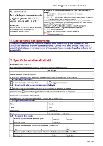 Taxi e Noleggio con conducente [file.pdf] - Sardegna SUAP